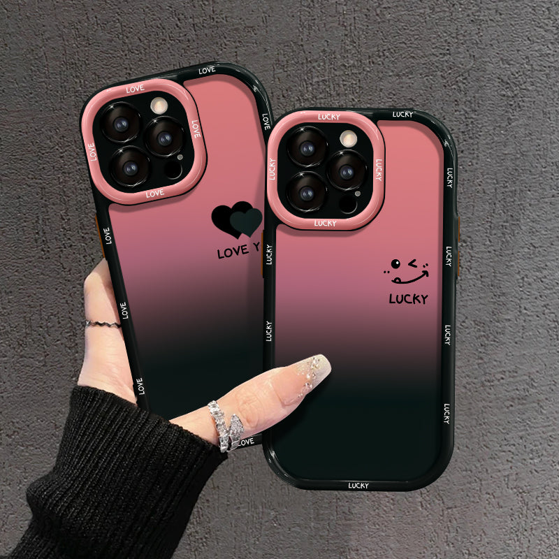Матов градиентен калъф за iPhone – LOVE YOU & LUCKY Smiley Designs