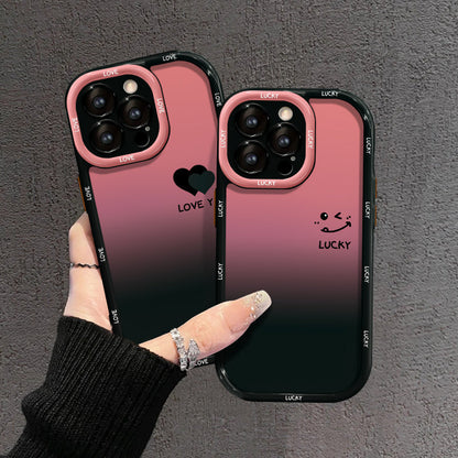 Матов градиентен калъф за iPhone – LOVE YOU & LUCKY Smiley Designs