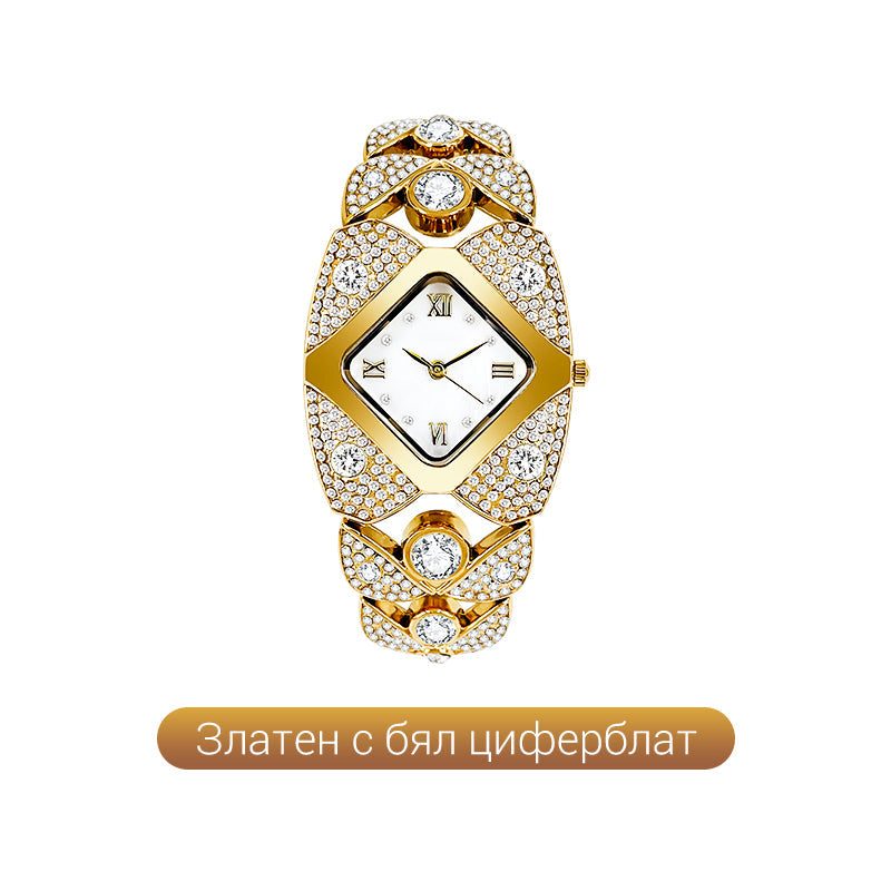💎Ретро кварцов часовник с блестящи кристали⌚