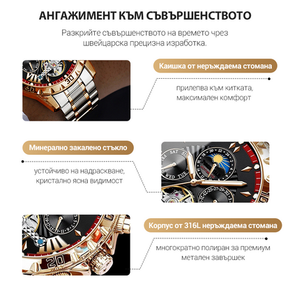 ⌚💧 Нов водоустойчив автоматичен механичен ръчен часовник