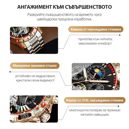 ⌚💧 Нов водоустойчив автоматичен механичен ръчен часовник