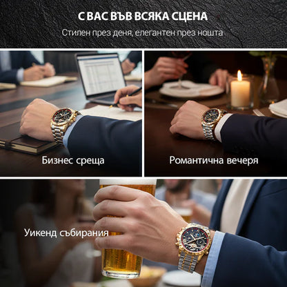 ⌚💧 Нов водоустойчив автоматичен механичен ръчен часовник