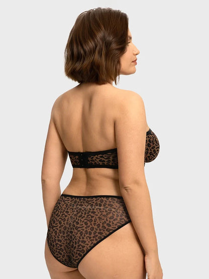 Sheer Mesh Unlined Underwire Strapless Balconette Bra
