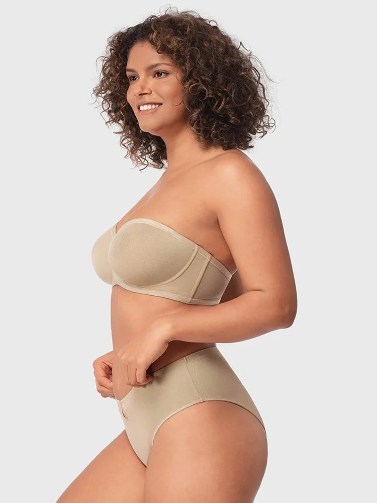 Sheer Mesh Unlined Underwire Strapless Balconette Bra