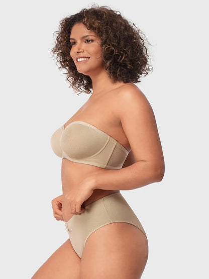 Sheer Mesh Unlined Underwire Strapless Balconette Bra