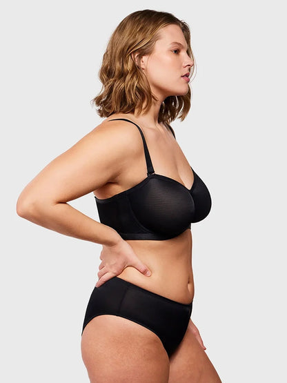 Sheer Mesh Unlined Underwire Strapless Balconette Bra