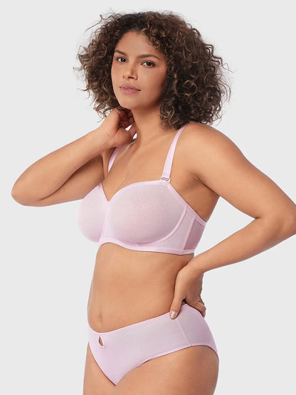 Sheer Mesh Unlined Underwire Strapless Balconette Bra