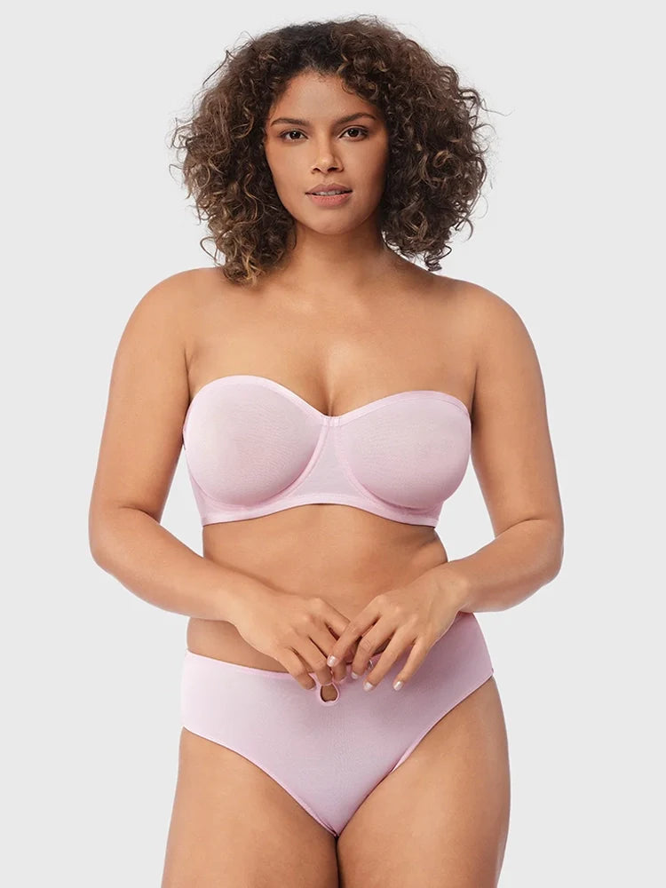 Sheer Mesh Unlined Underwire Strapless Balconette Bra