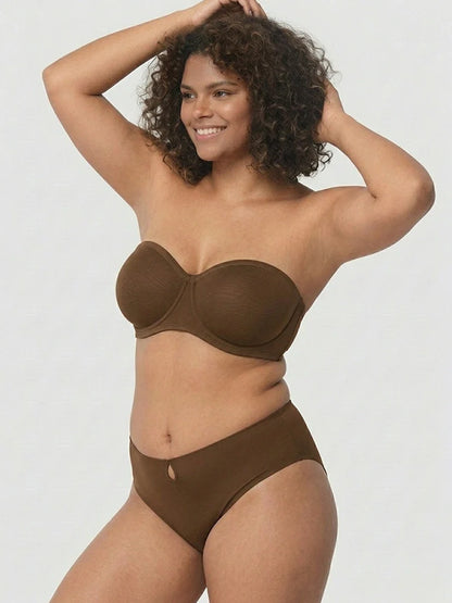 Sheer Mesh Unlined Underwire Strapless Balconette Bra