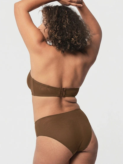 Sheer Mesh Unlined Underwire Strapless Balconette Bra