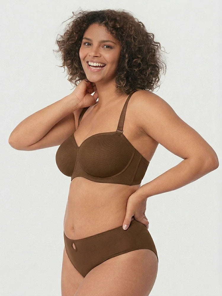 Sheer Mesh Unlined Underwire Strapless Balconette Bra