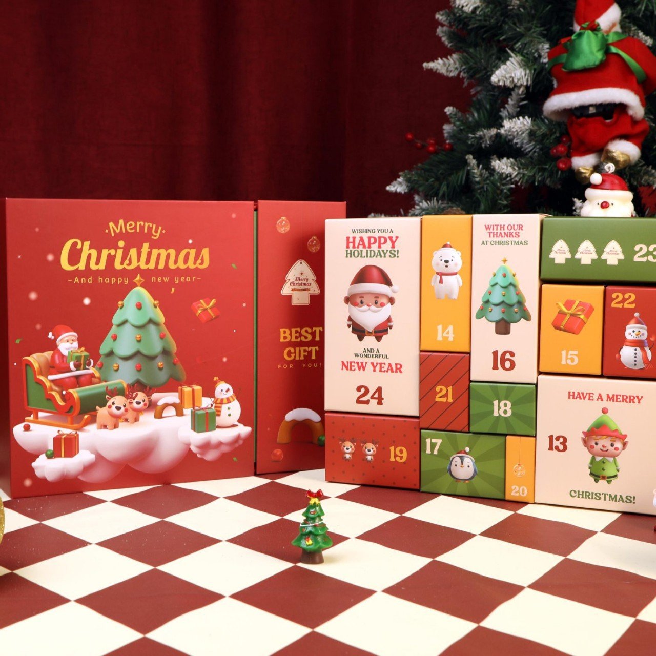 Подаръчна кутия за коледен и новогодишен адвентен календар