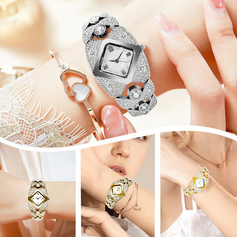 💎Ретро кварцов часовник с блестящи кристали⌚