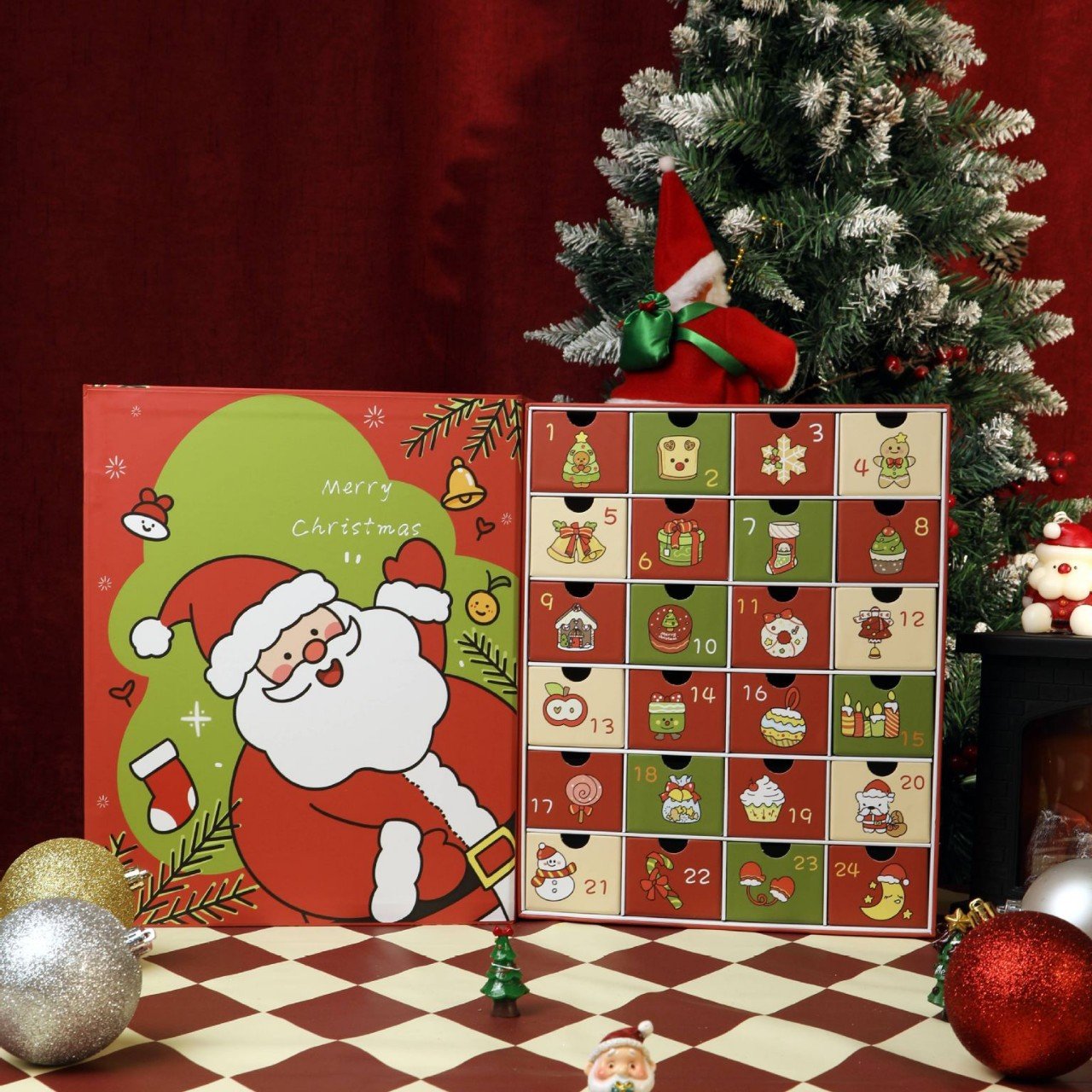 Подаръчна кутия за коледен и новогодишен адвентен календар