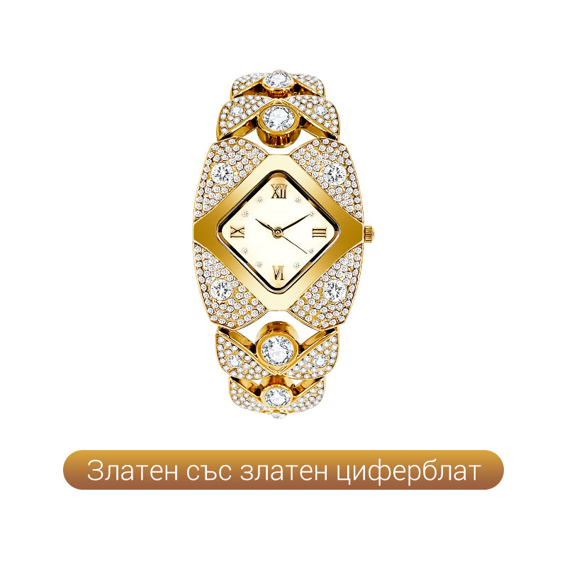 💎Ретро кварцов часовник с блестящи кристали⌚