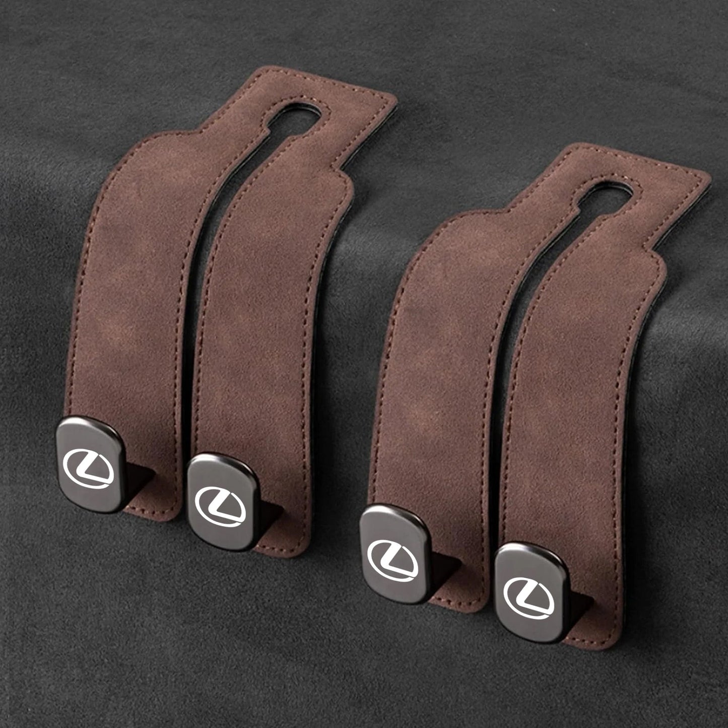 Eptchn TwinHook Leather Car Headrest Hangers