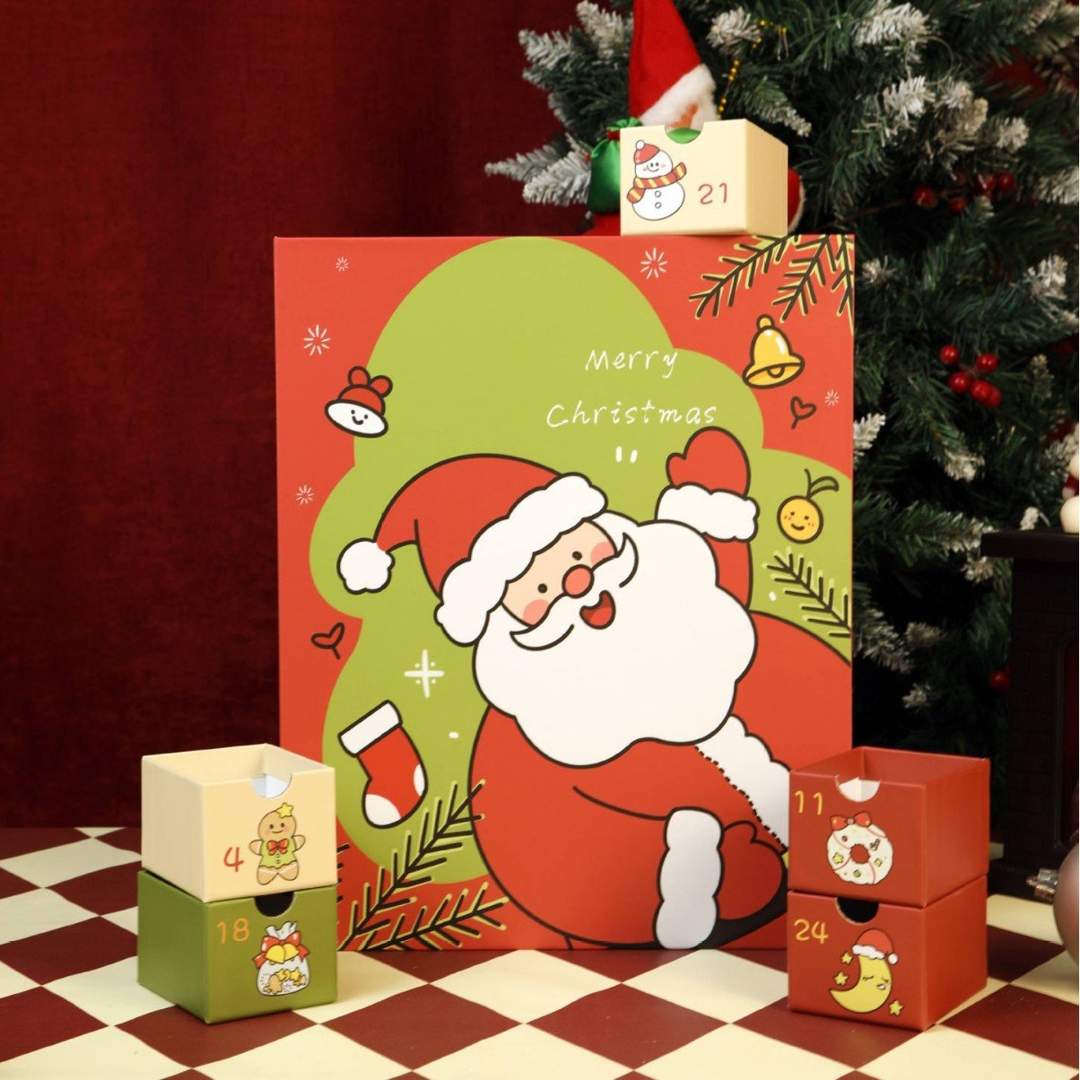 Подаръчна кутия за коледен и новогодишен адвентен календар
