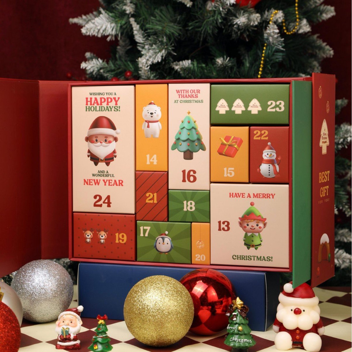 Подаръчна кутия за коледен и новогодишен адвентен календар