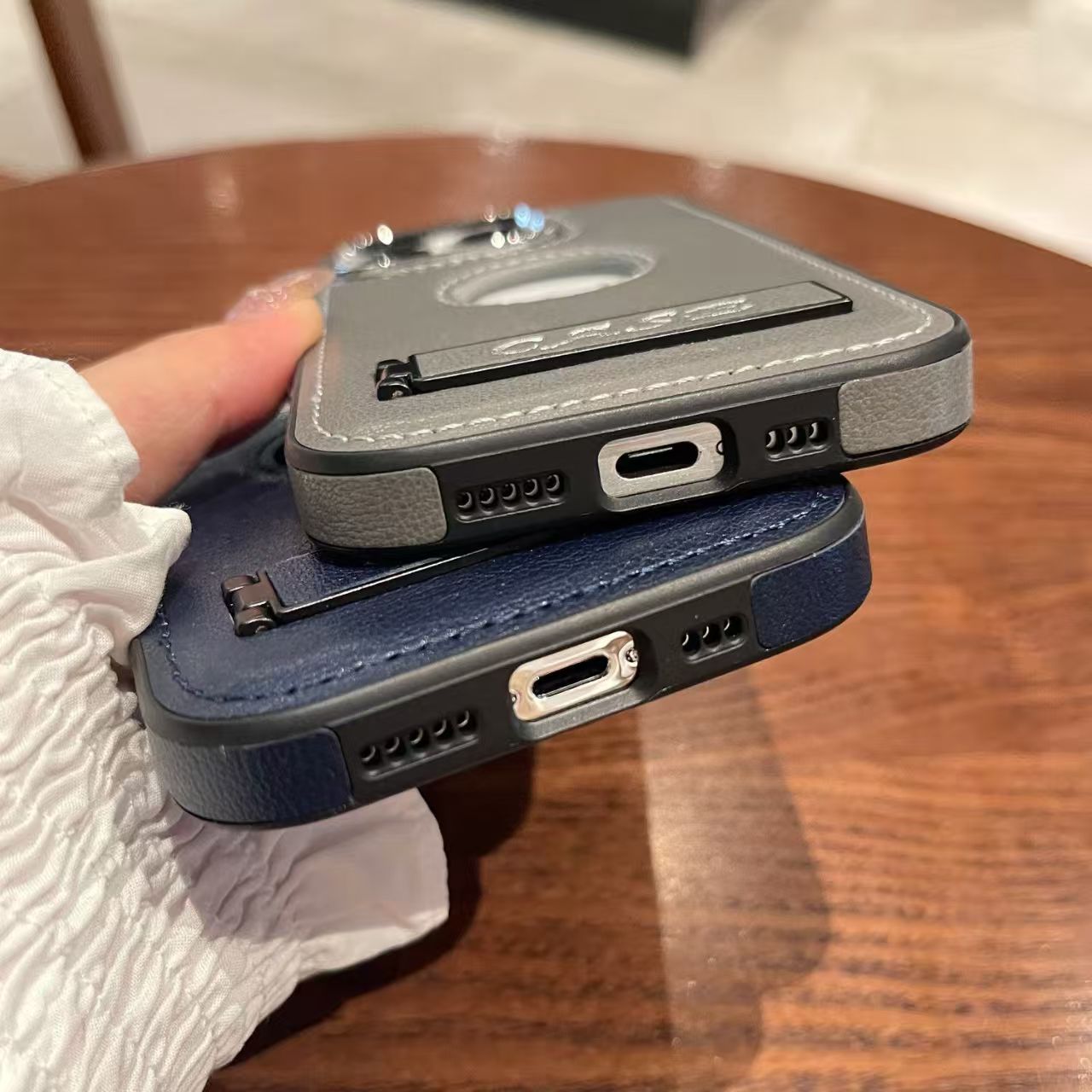 Многофункционален луксозен, лек и висококачествен калъф за iPhone от естествена кожа
