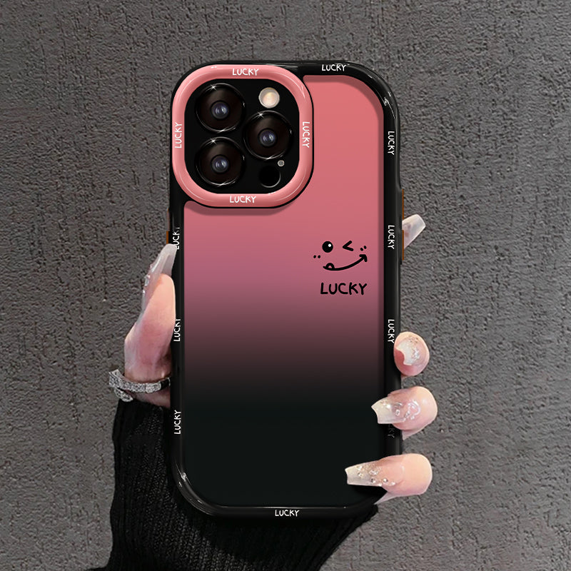 Матов градиентен калъф за iPhone – LOVE YOU & LUCKY Smiley Designs