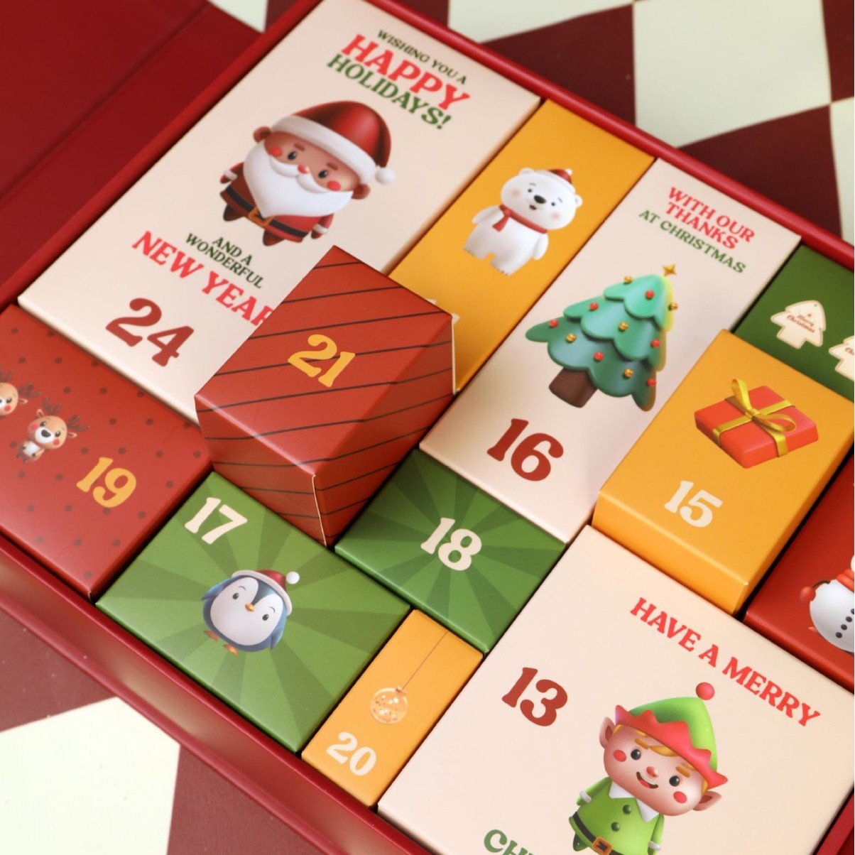 Подаръчна кутия за коледен и новогодишен адвентен календар