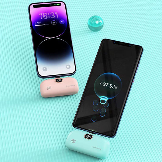 ✨ Миниатюрна безжична захранваща банка | Компактен дизайн, 5000 mAh капацитет, перфектна за пътуване