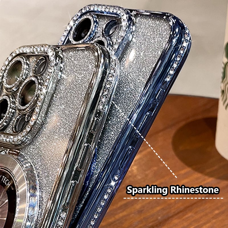 💫 Бляскав калъф за iPhone с кристали и магнитна подложка | Перфектен за хора, които обичат стил и практичност