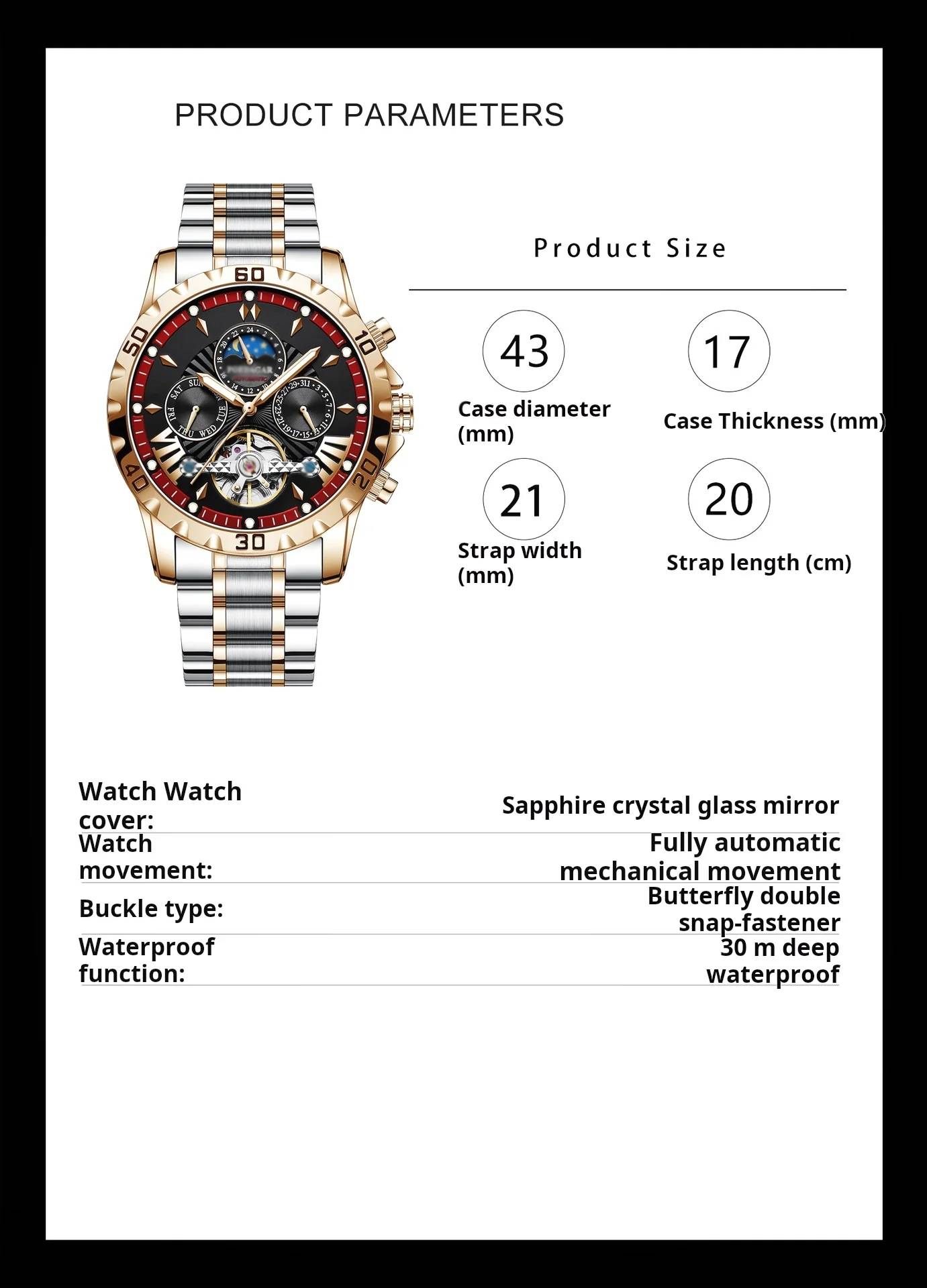 ⌚💧 Нов водоустойчив автоматичен механичен ръчен часовник