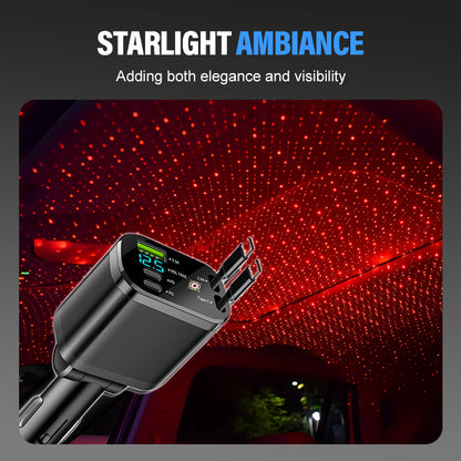 🚗Бързо зарядно за кола Starry Sky с атмосферно осветление✨