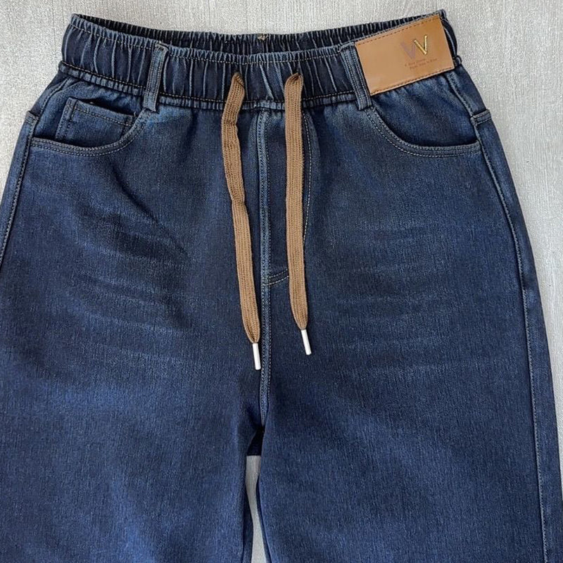 Дамски дънки с връзки, права кройка и ластик👖