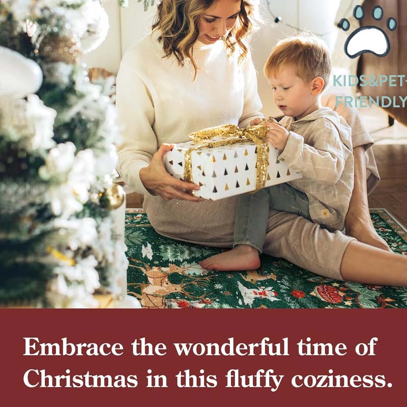 Мек противоплъзгащ коледен килим за декорация на дома