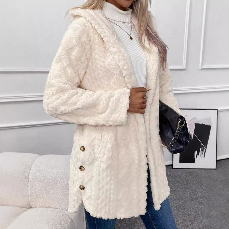 Дамско термо яке с качулка и капитониран дизайн