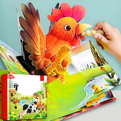 ✨【Детска 3D книга с изскачащи животни – интерактивно средство за ранно обучение】✨