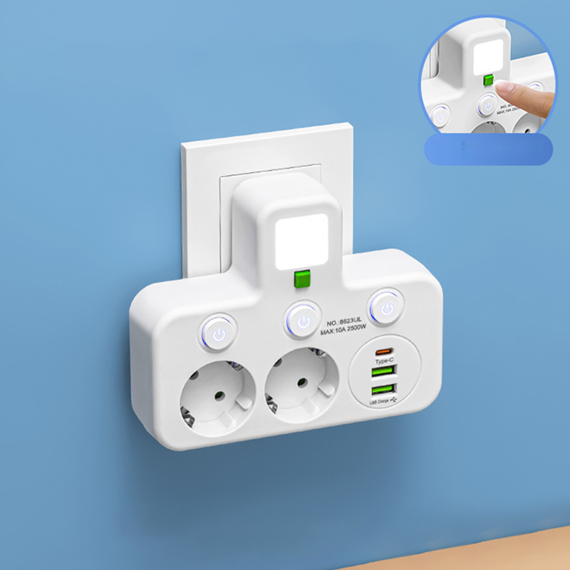 🔌Интелигентен удължител с USB портове (европейски щепсел)