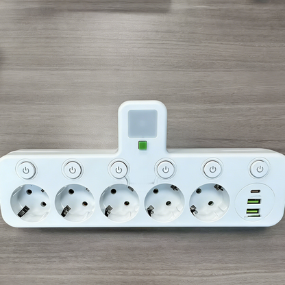🔌Интелигентен удължител с USB портове (европейски щепсел)