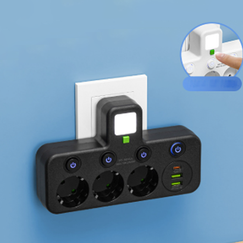 🔌Интелигентен удължител с USB портове (европейски щепсел)