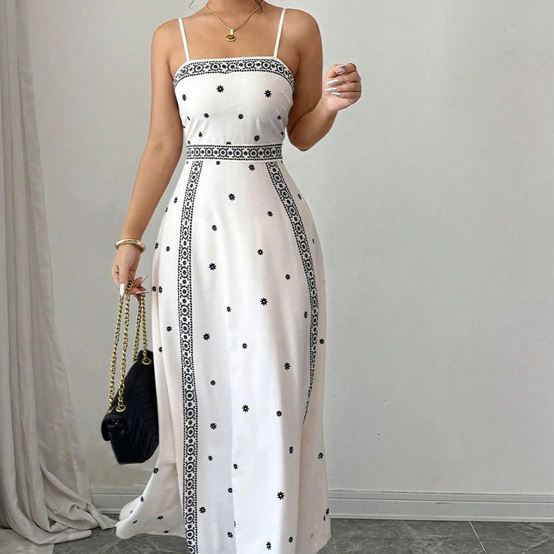 Women's Elegant Printed Spaghetti Strap Dress