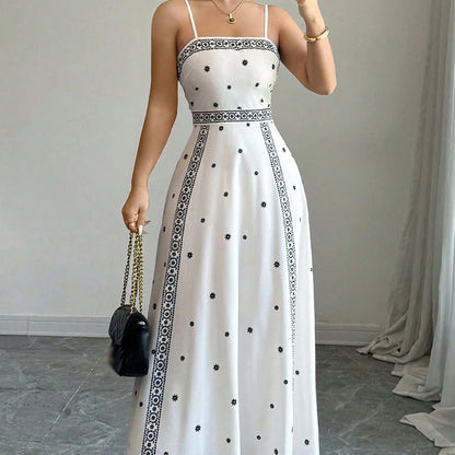 Women's Elegant Printed Spaghetti Strap Dress